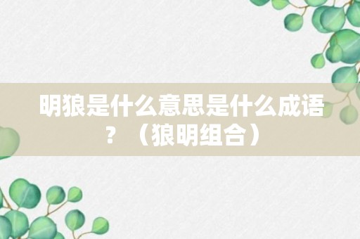 明狼是什么意思是什么成语？（狼明组合）