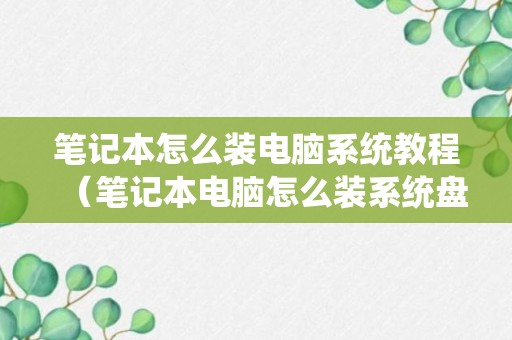 笔记本怎么装电脑系统教程（笔记本电脑怎么装系统盘）