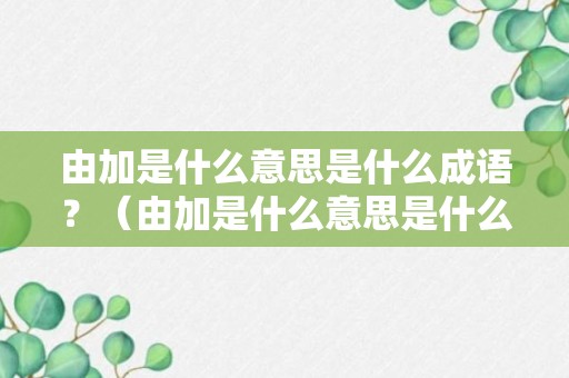 由加是什么意思是什么成语？（由加是什么意思是什么成语大全）