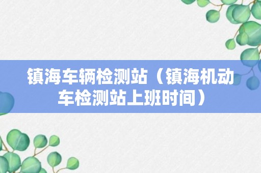 镇海车辆检测站（镇海机动车检测站上班时间）