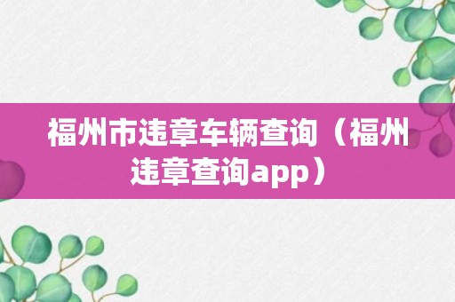 福州市违章车辆查询（福州违章查询app）