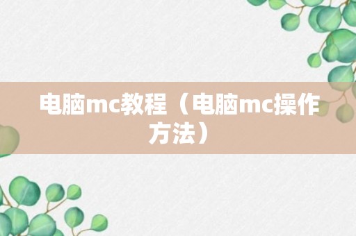 电脑mc教程（电脑mc操作方法）