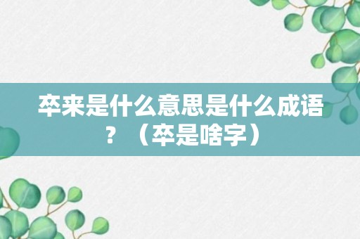 卒来是什么意思是什么成语？（卒是啥字）