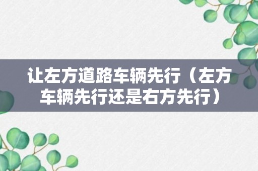 让左方道路车辆先行（左方车辆先行还是右方先行）