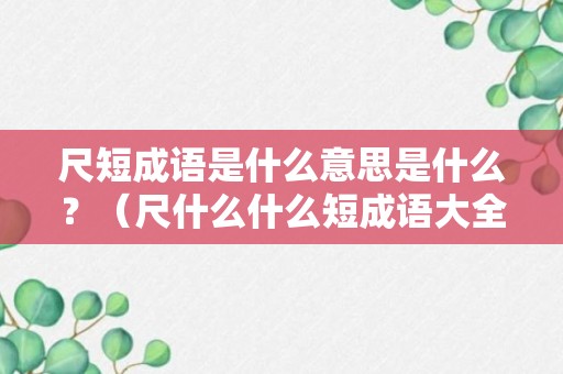 尺短成语是什么意思是什么？（尺什么什么短成语大全）