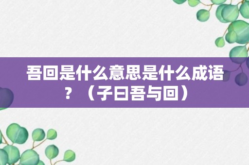 吾回是什么意思是什么成语？（子曰吾与回）