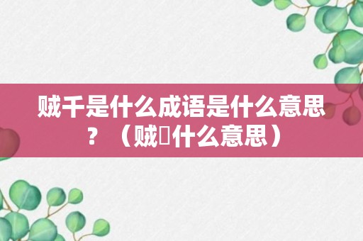 贼千是什么成语是什么意思？（贼齁什么意思）