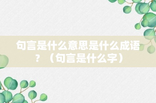 句言是什么意思是什么成语？（句言是什么字）