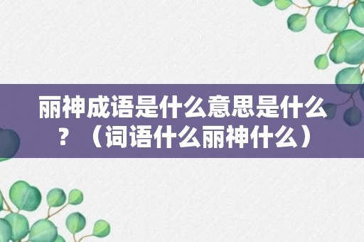 丽神成语是什么意思是什么？（词语什么丽神什么）