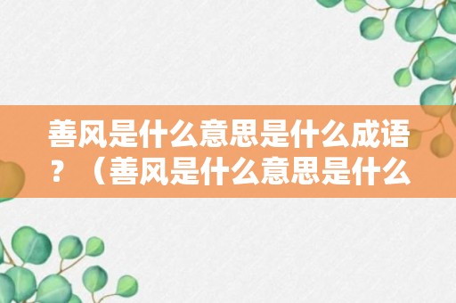 善风是什么意思是什么成语？（善风是什么意思是什么成语解释）