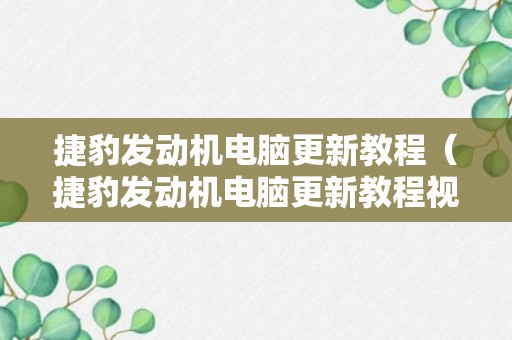 捷豹发动机电脑更新教程（捷豹发动机电脑更新教程视频）