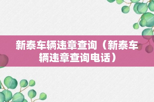 新泰车辆违章查询（新泰车辆违章查询电话）