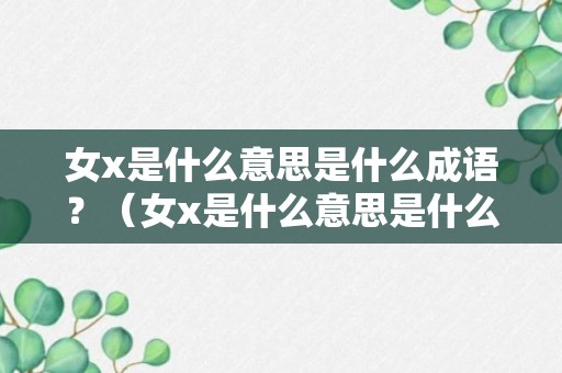 女x是什么意思是什么成语？（女x是什么意思是什么成语大全）