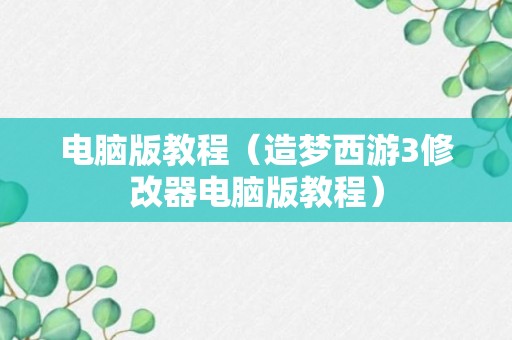 电脑版教程（造梦西游3修改器电脑版教程）