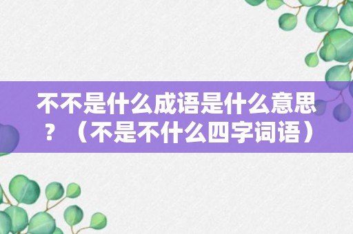 不不是什么成语是什么意思？（不是不什么四字词语）