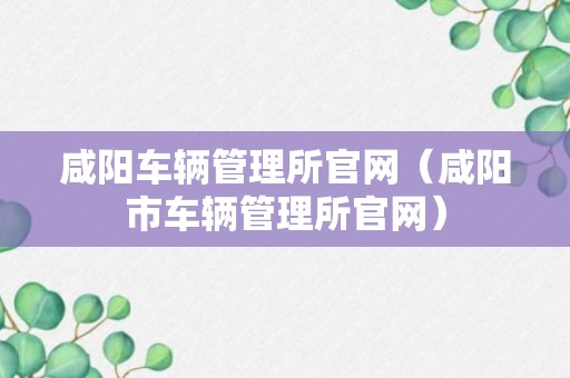 咸阳车辆管理所官网（咸阳市车辆管理所官网）