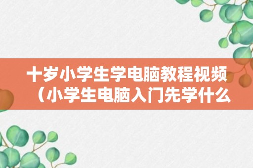 十岁小学生学电脑教程视频（小学生电脑入门先学什么）