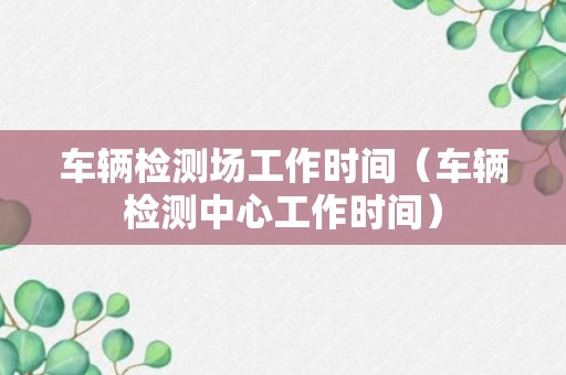 车辆检测场工作时间（车辆检测中心工作时间）