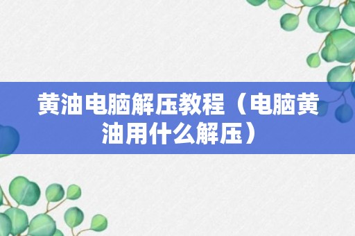 黄油电脑解压教程（电脑黄油用什么解压）