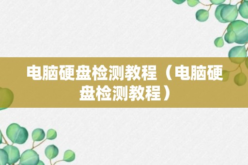 电脑硬盘检测教程（电脑硬盘检测教程）