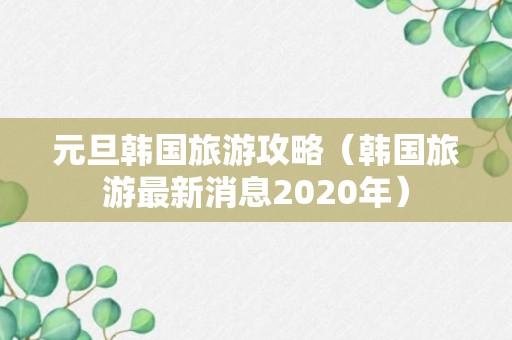 元旦韩国旅游攻略（韩国旅游最新消息2020年）