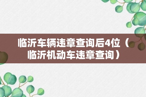 临沂车辆违章查询后4位（临沂机动车违章查询）