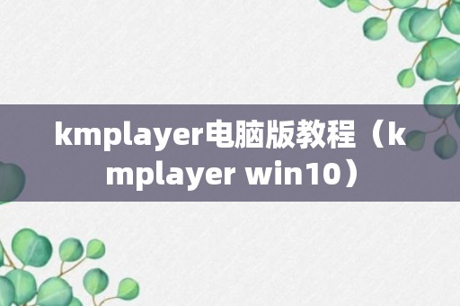 kmplayer电脑版教程（kmplayer win10）