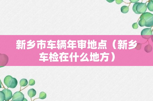 新乡市车辆年审地点（新乡车检在什么地方）