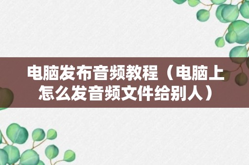 电脑发布音频教程（电脑上怎么发音频文件给别人）