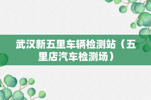 武汉新五里车辆检测站（五里店汽车检测场）