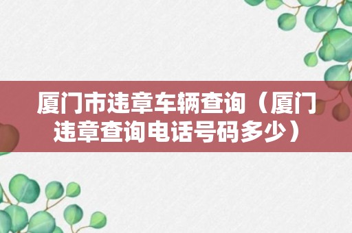 厦门市违章车辆查询（厦门违章查询电话号码多少）