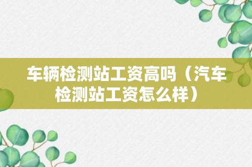 车辆检测站工资高吗（汽车检测站工资怎么样）