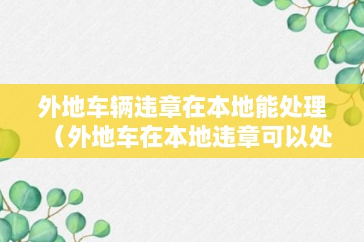 外地车辆违章在本地能处理（外地车在本地违章可以处理吗）