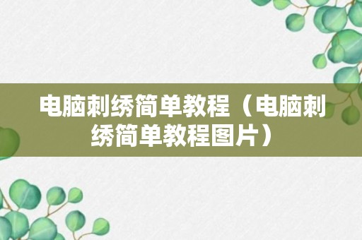 电脑刺绣简单教程（电脑刺绣简单教程图片）