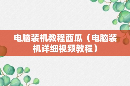 电脑装机教程西瓜（电脑装机详细视频教程）