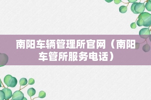 南阳车辆管理所官网（南阳车管所服务电话）