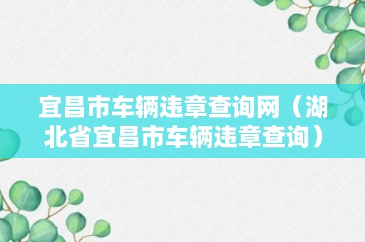 宜昌市车辆违章查询网（湖北省宜昌市车辆违章查询）