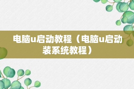 电脑u启动教程（电脑u启动装系统教程）