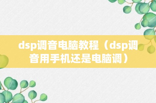 dsp调音电脑教程（dsp调音用手机还是电脑调）