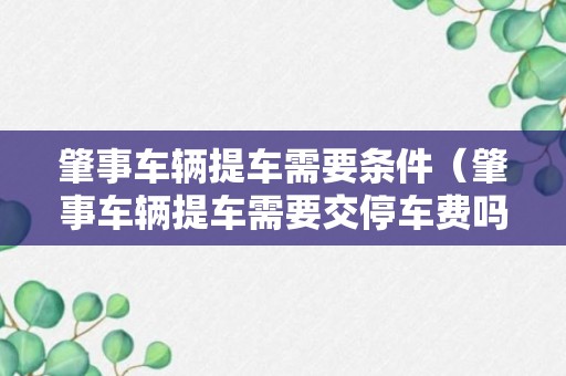 肇事车辆提车需要条件（肇事车辆提车需要交停车费吗）