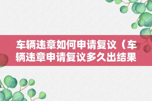 车辆违章如何申请复议（车辆违章申请复议多久出结果）