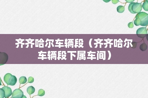 齐齐哈尔车辆段（齐齐哈尔车辆段下属车间）