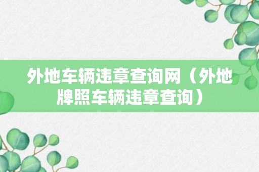 外地车辆违章查询网（外地牌照车辆违章查询）