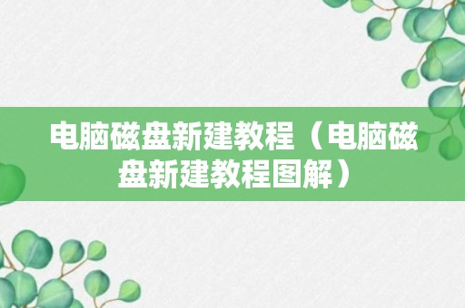 电脑磁盘新建教程（电脑磁盘新建教程图解）