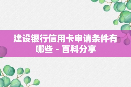 建设银行信用卡申请条件有哪些 - 百科分享