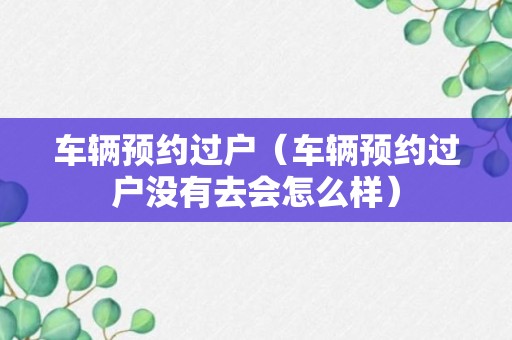 车辆预约过户（车辆预约过户没有去会怎么样）