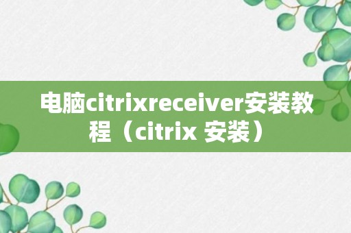 电脑citrixreceiver安装教程（citrix 安装）