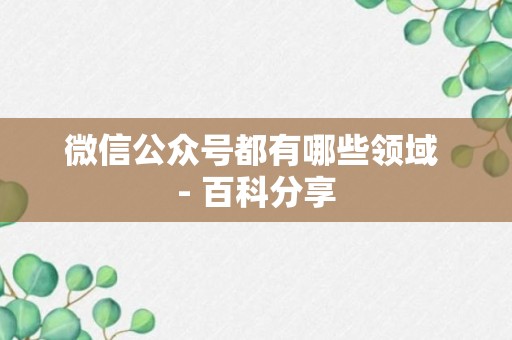 微信公众号都有哪些领域 - 百科分享