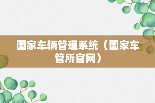 国家车辆管理系统（国家车管所官网）