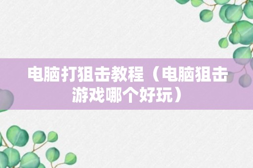 电脑打狙击教程（电脑狙击游戏哪个好玩）